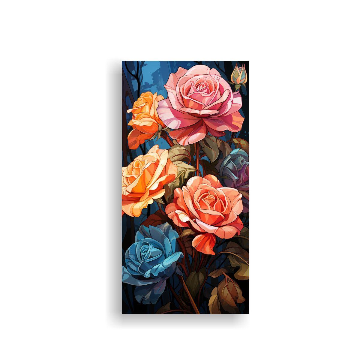 Cuadros Decorativos De Rosas Híbridas Pop Art 70x140cm-0
