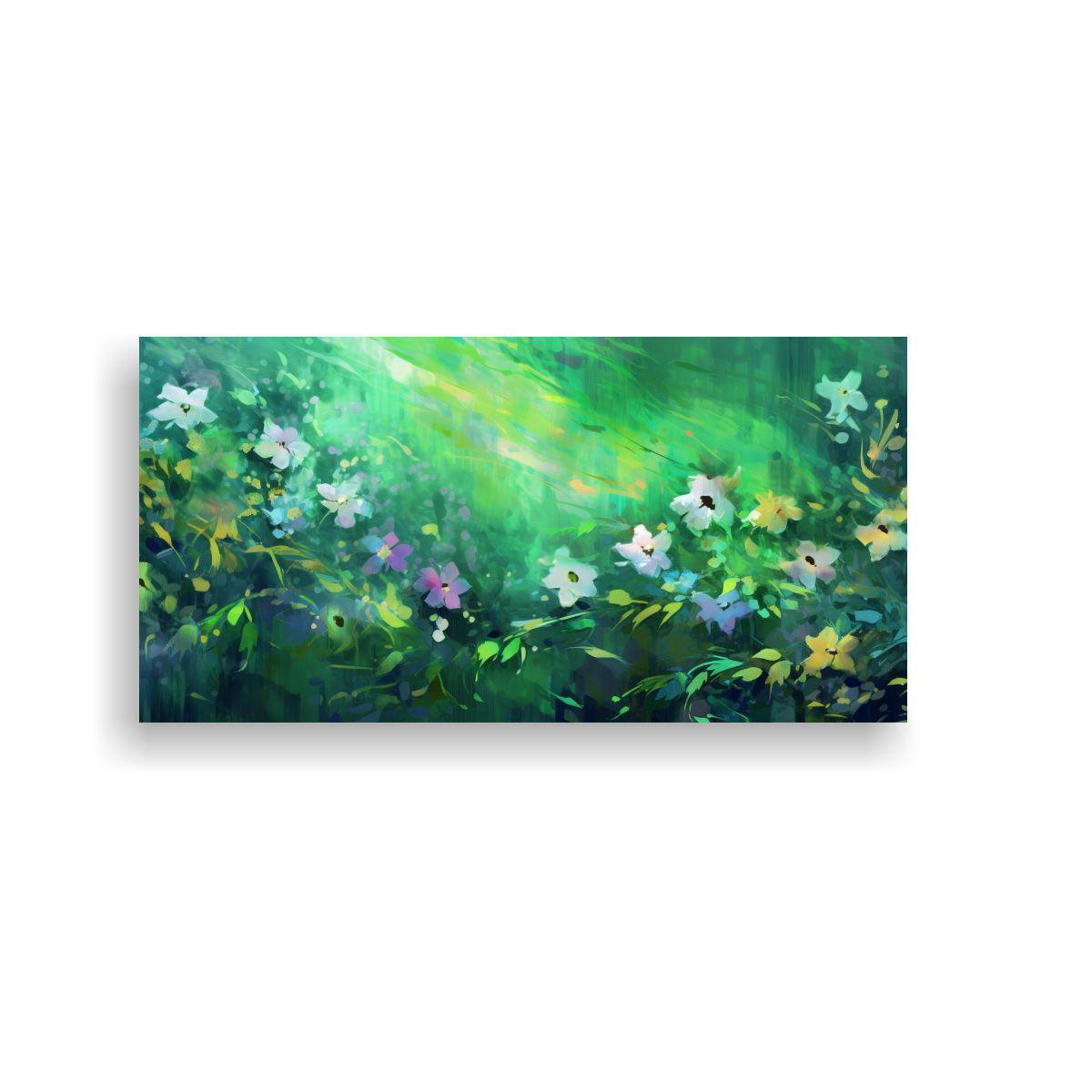 Pintura En Tela Creativa Flores Verdes Dibujadas 140x70 Cm-0