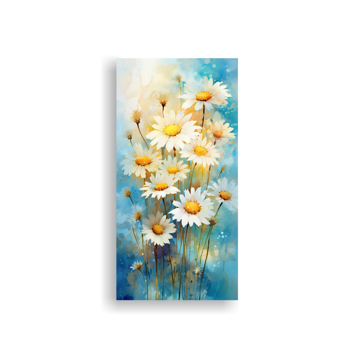 Arte Vanguardia Amapolas Amarillo Y Turquesa 80x160cm-0
