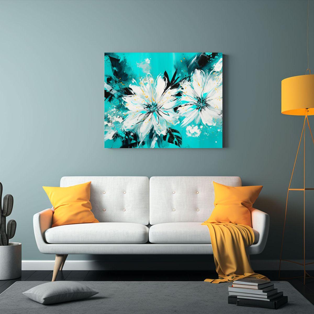 Cuadros Vanguardia Temáticos Blanco Y Turquesa 45x30cm-2