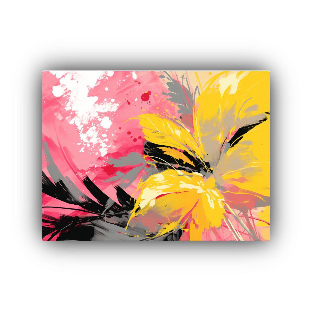 Cuadros De Decoración De Arte Fino En Amarillo Y Rosa, Esti 65x50cm-0