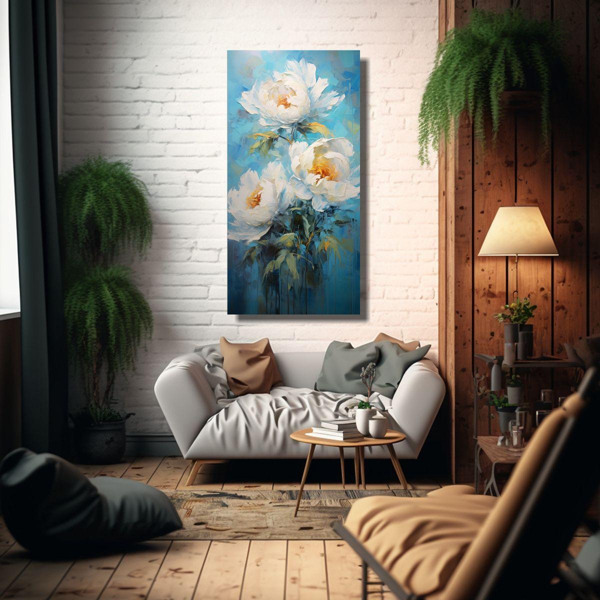 Cuadro Lienzo Inspirador Escenario Con Peonías 60x120cm-2
