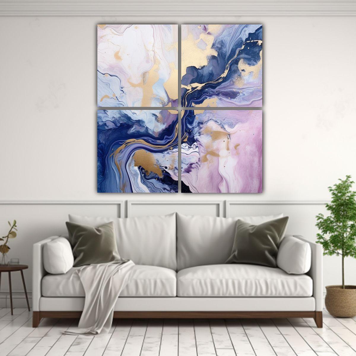 Cuatro Cuadros Modernos Inspiración Pintura 200x200 Cm-2