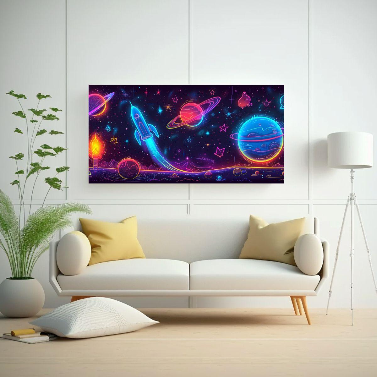Cuadro Decorativo Con Impactante Luna, Estrella, 60x30cm-2