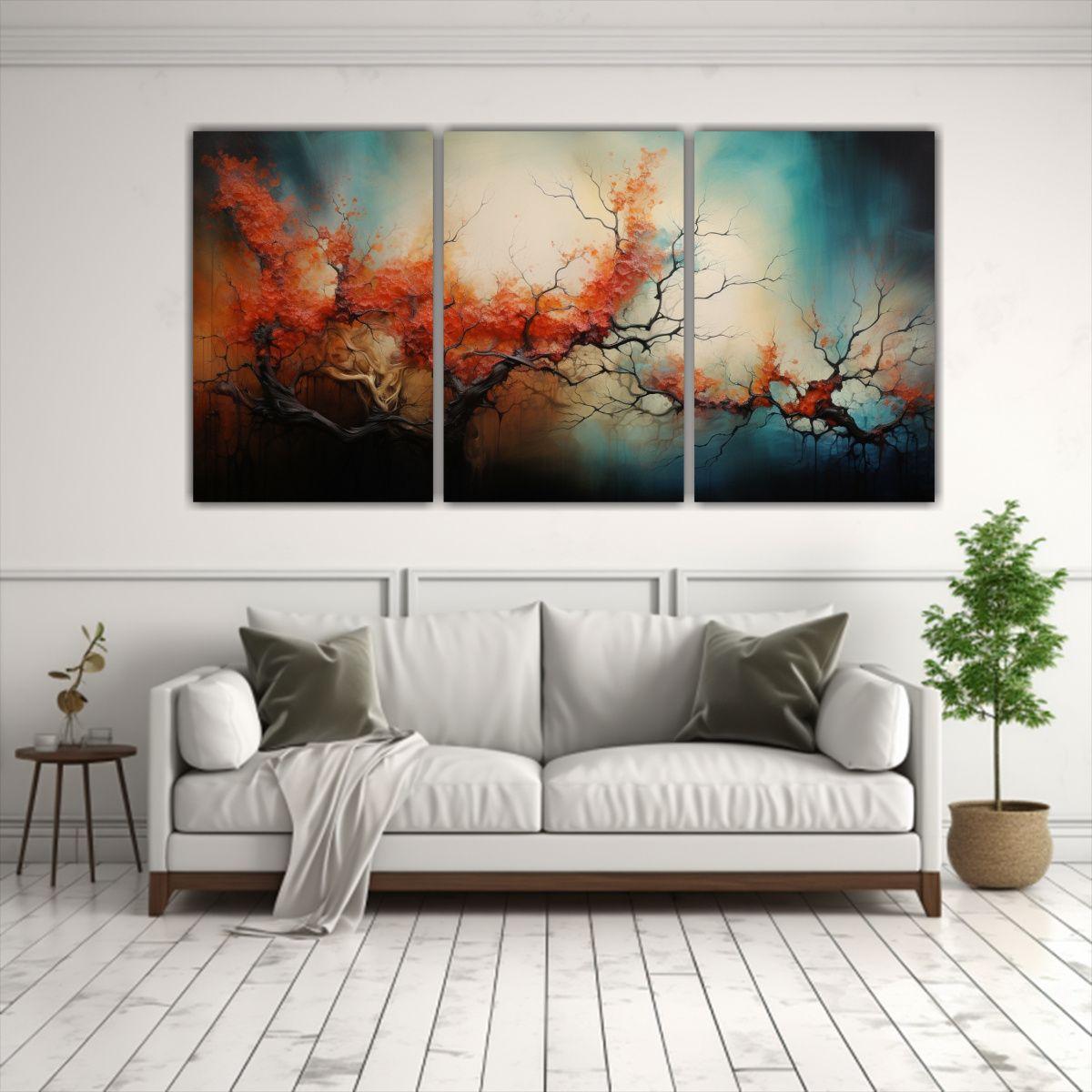 Pinturas Abstractas De Naturaleza En Bastidor 90x45 Cm-2