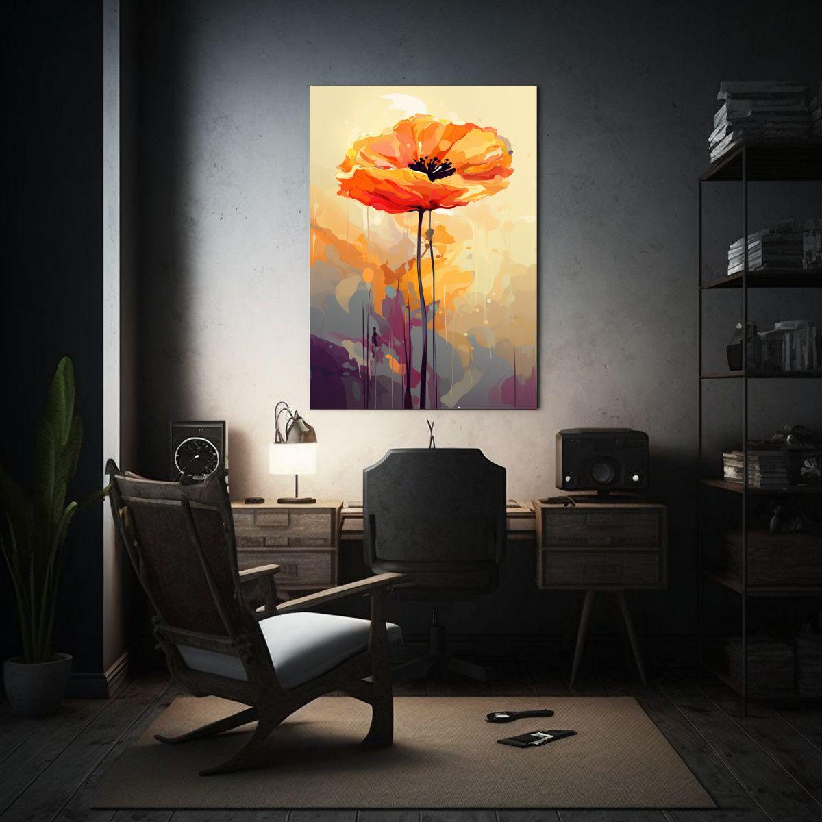 Arte Pared Representación Lienzo Cuadro Naranja 80x120cm-2