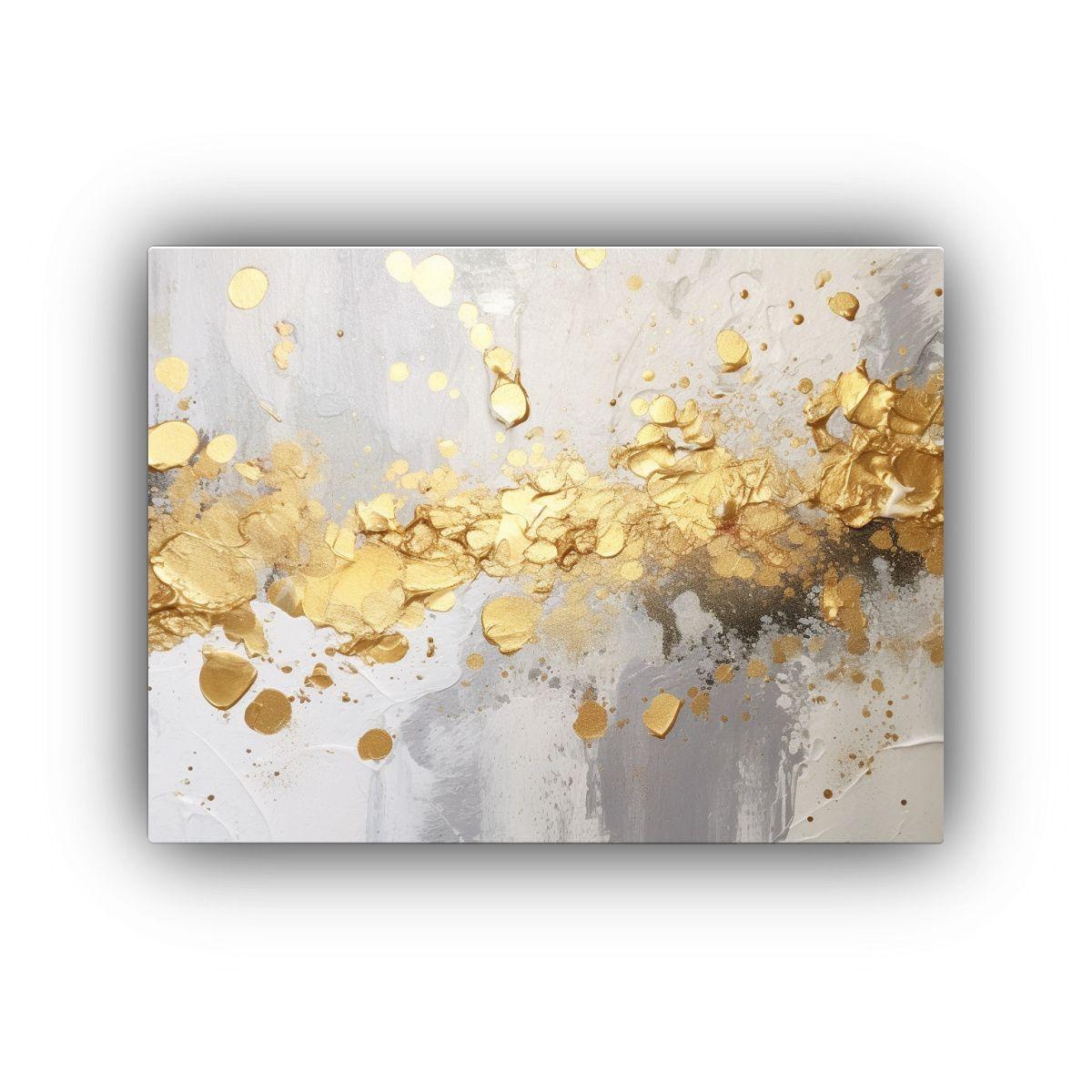 Pintura De Salpicaduras De Oro Estilo Urbano En Pared Blanca 75x50cm-0