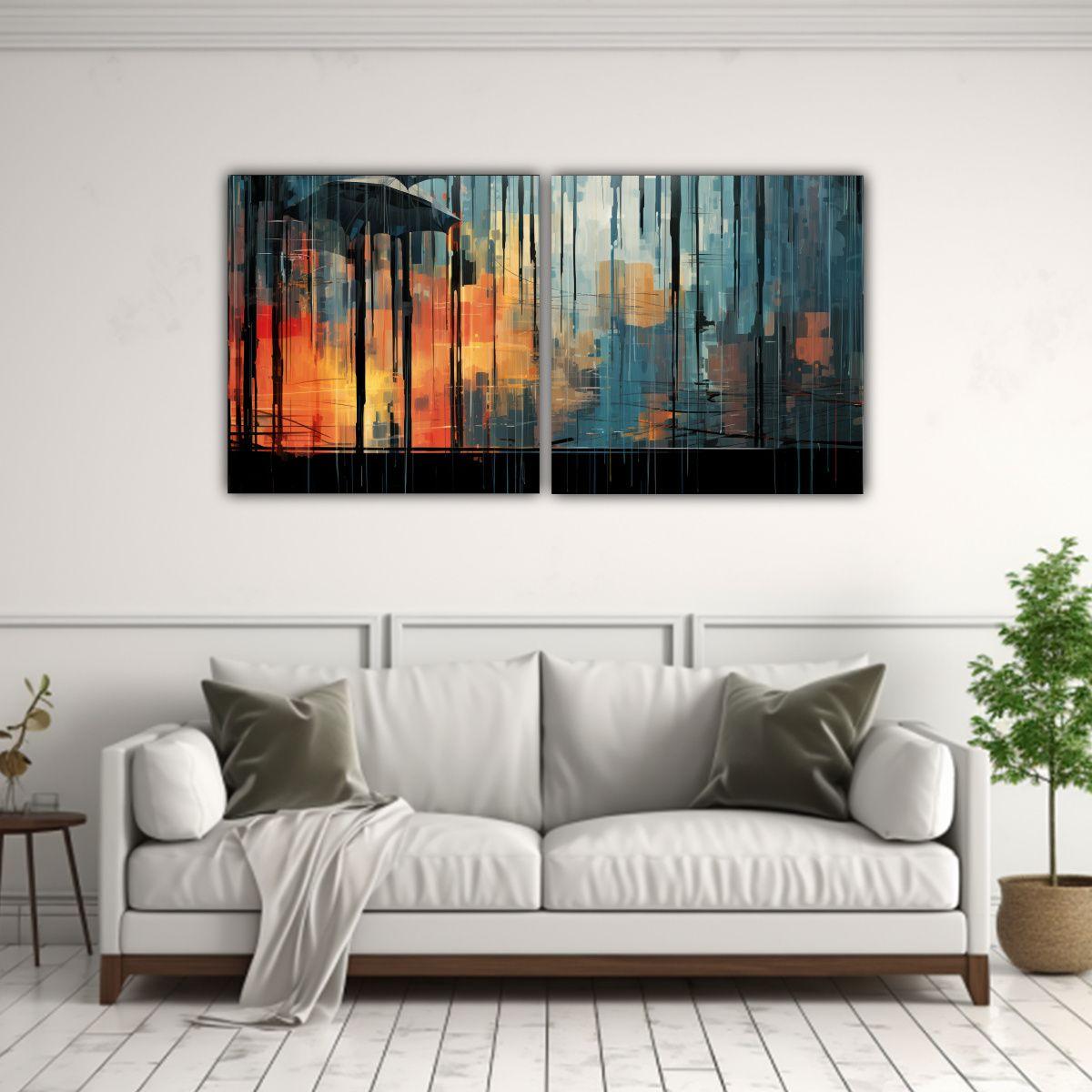 Pinturas De Decoración Set 2 Composiciones 80x40 Cm-2