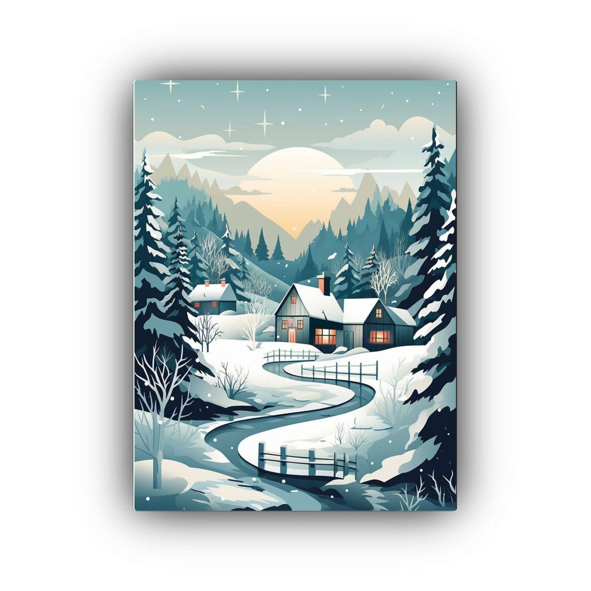 Cuadro Lienzo Finas Lineas Temática Invierno 30x40cm-0