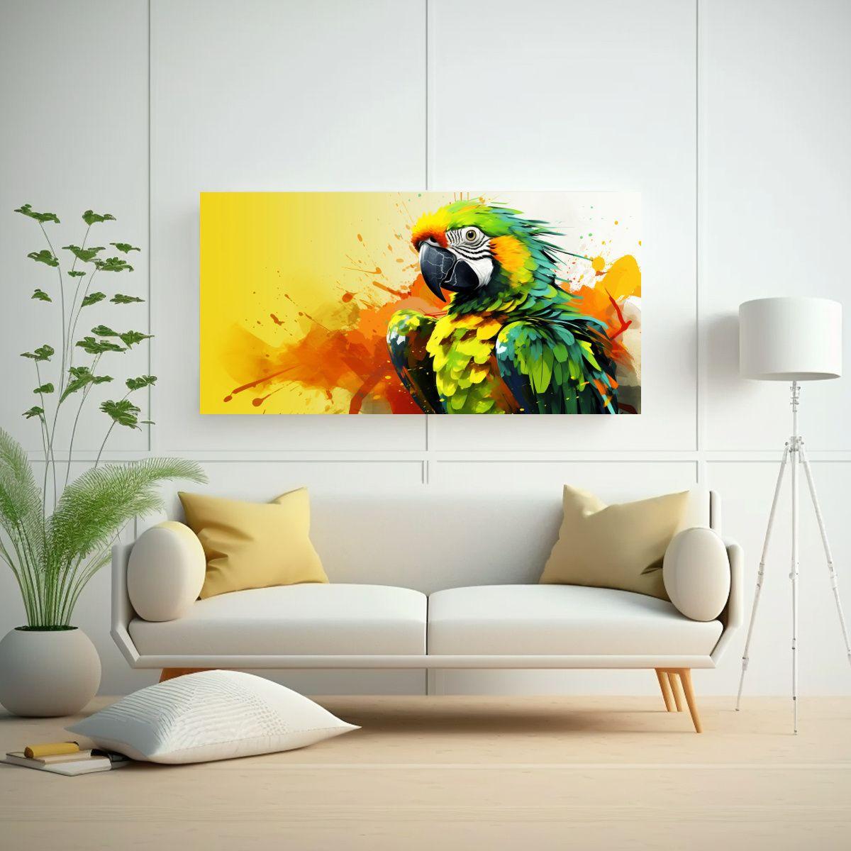 Cuadro En Bastidor Composición Estética Loro En  40x20cm-2