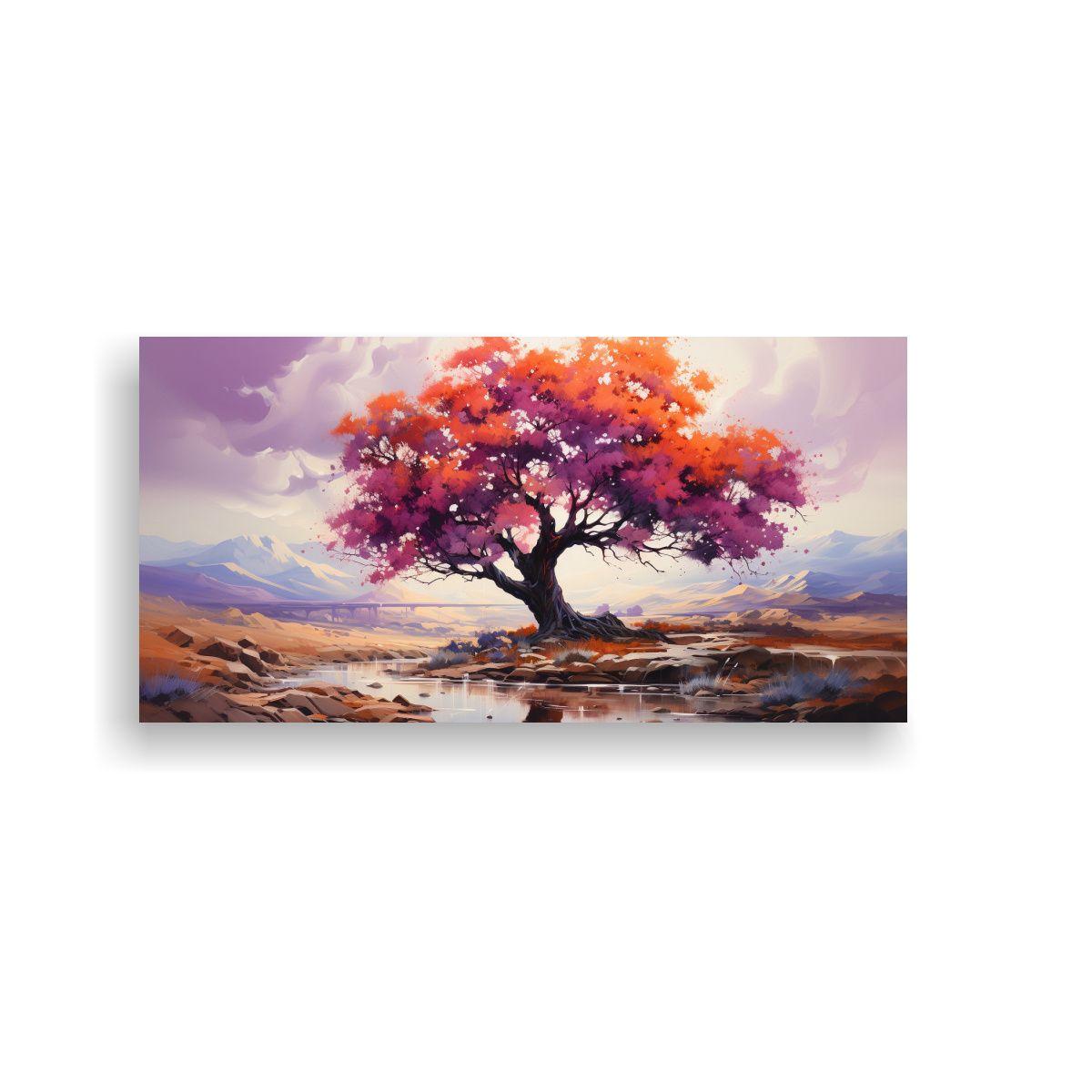 Cuadro Abstracto Exclusivo De Olivo En Colores Mor 140x70cm-0