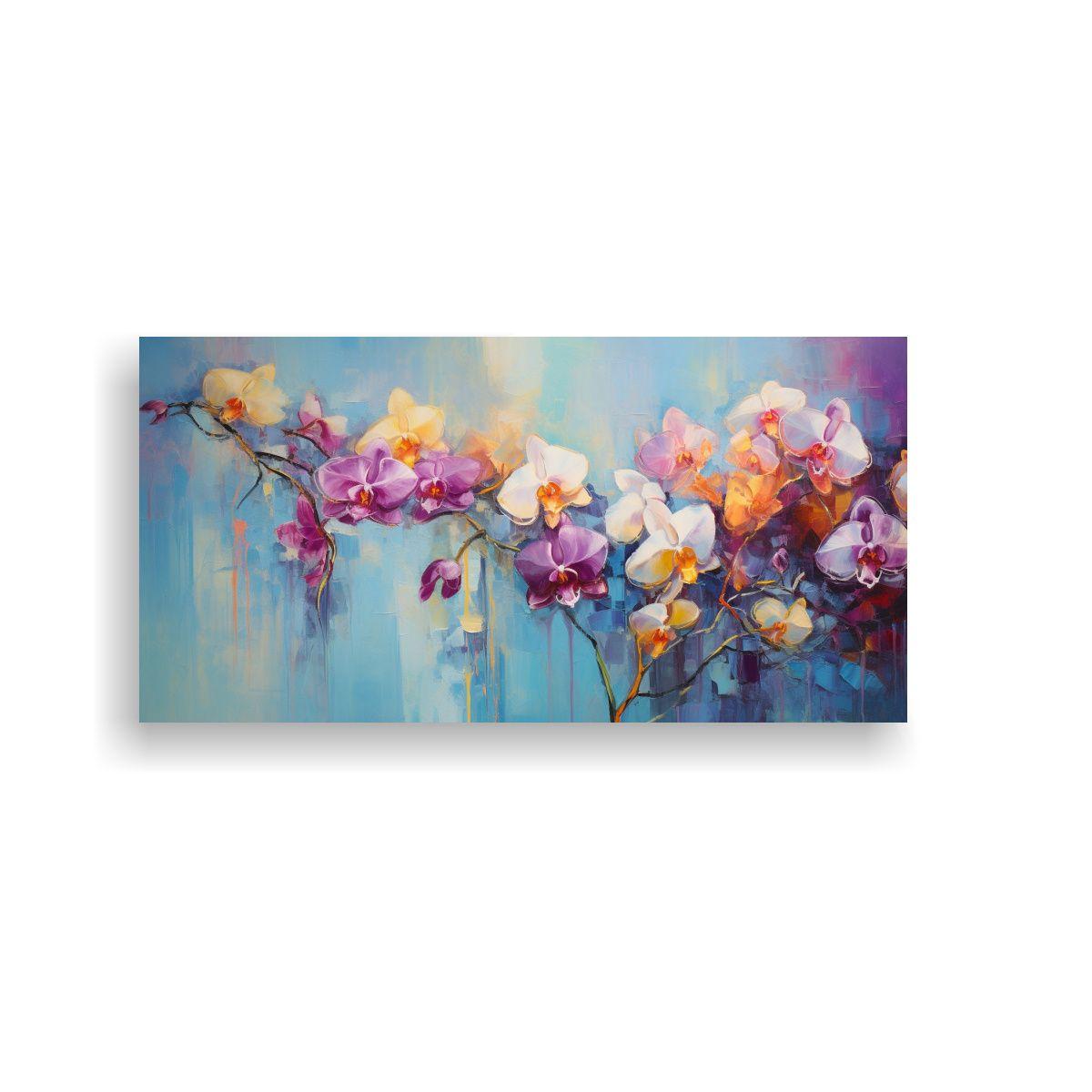 Cuadro Abstracto De Orquídeas En Estilo óleo De 80x40cm-0