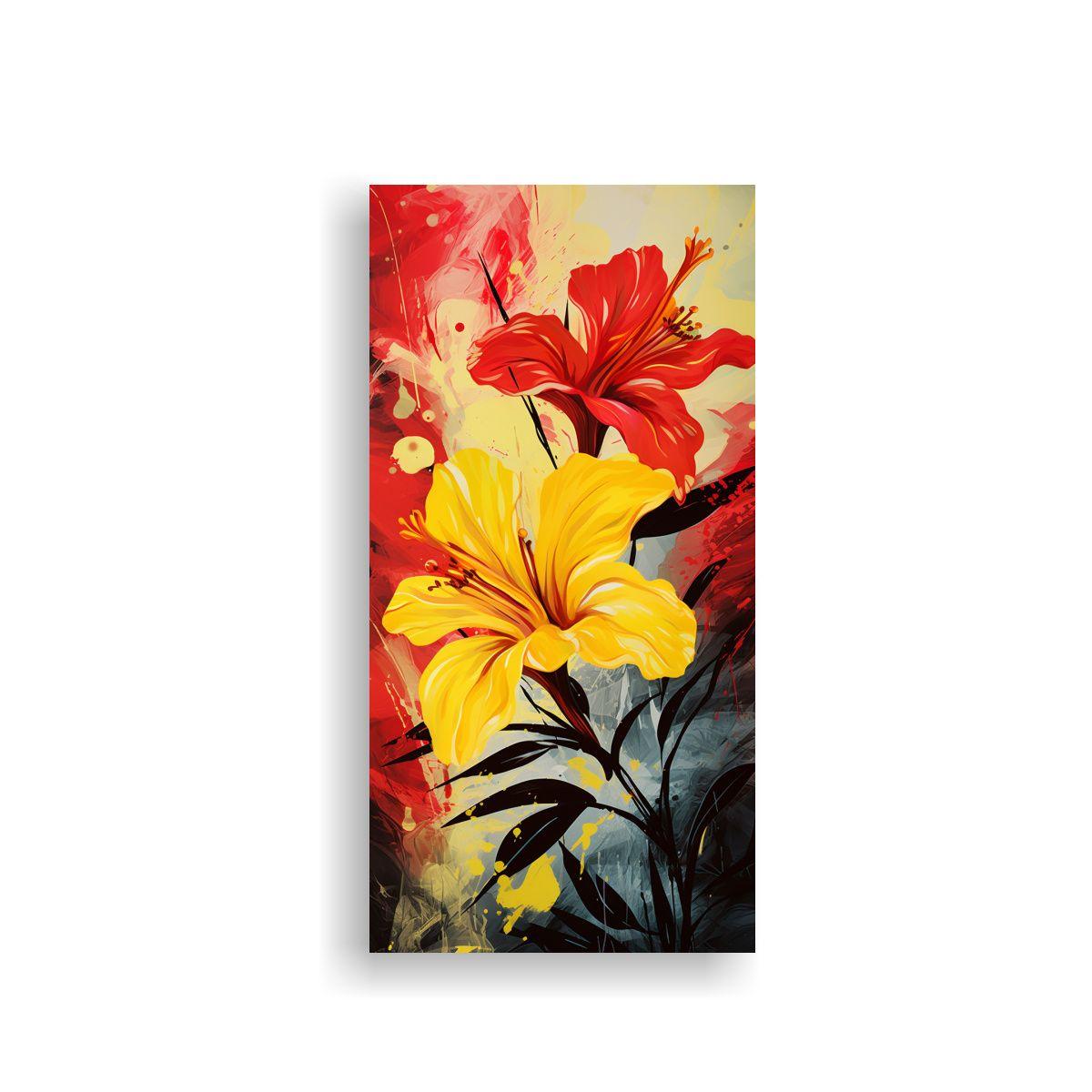 Pintura De Pared Tonos Luminosos Amarillo Y Rojo 70x140cm-0