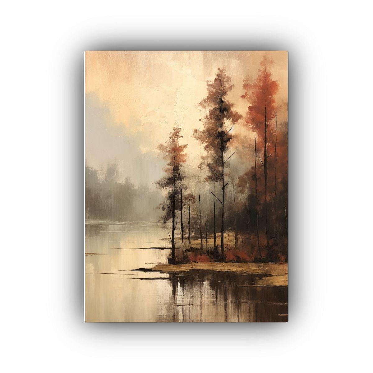 Cuadro Moderno Paisaje Otoñal Vintage Con Estilo Minimalist 40x60cm-0
