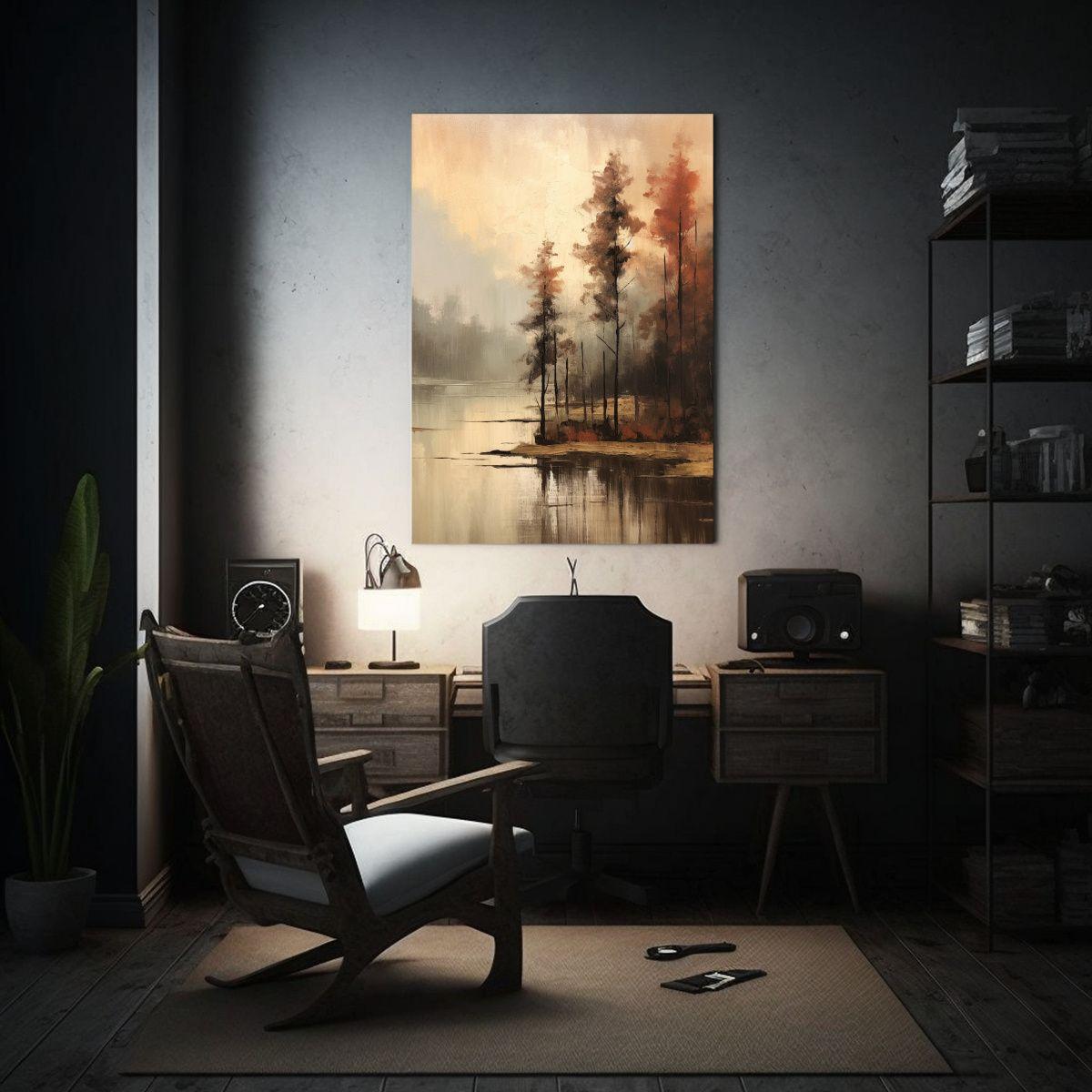 Cuadro Moderno Paisaje Otoñal Vintage Con Estilo Minimalist 40x60cm-2