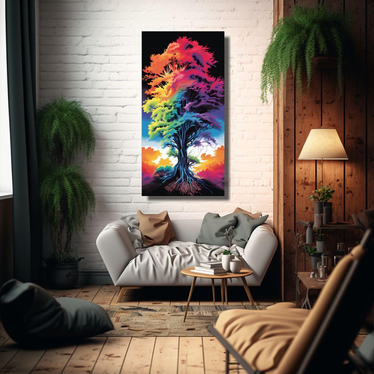 Pintura De Arte Abstracto Del Árbol De Secuoya 70x140cm-2