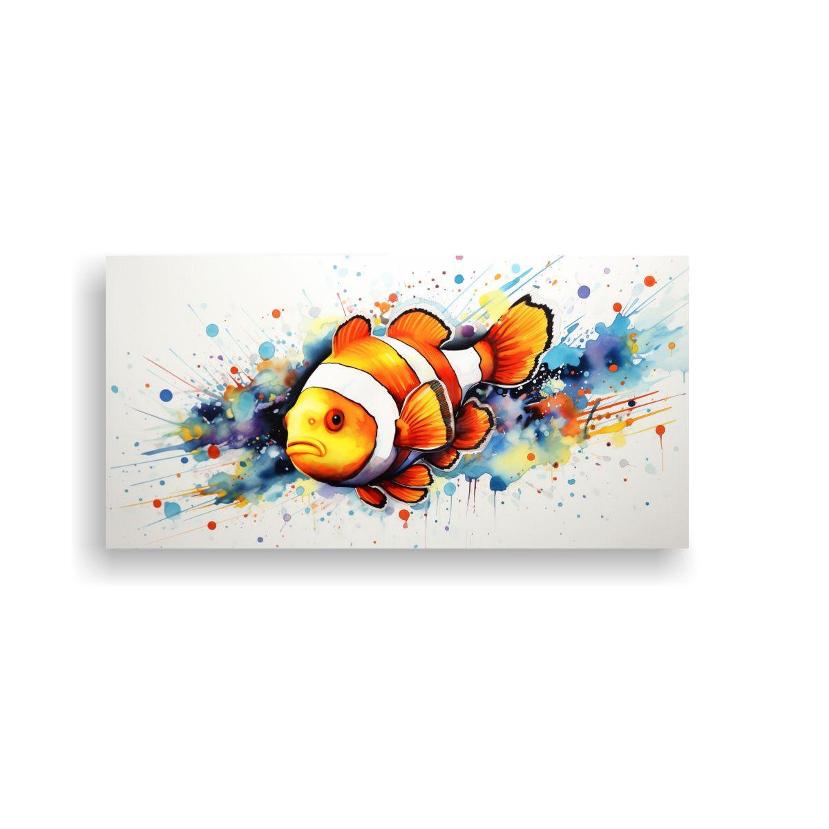 Decoración De Pared Clownfish Acuarela Estilo 80x40cm-0