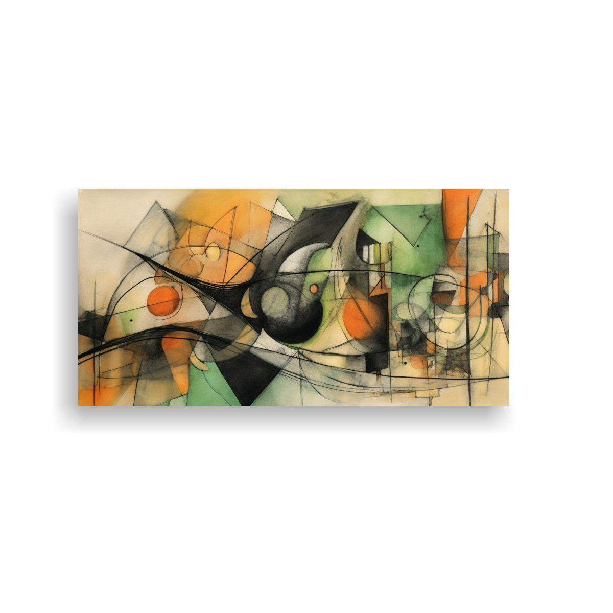 Pintura Abstracta Visual Con Colores Naranja, 120x60cm-0