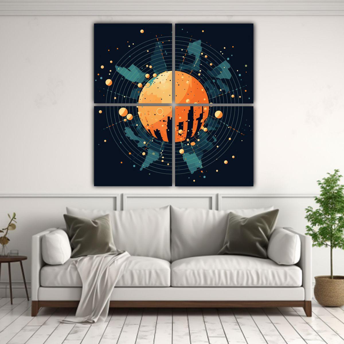 Cuatro Lienzos De Decoración Para El Salón 140x140 Cm-2
