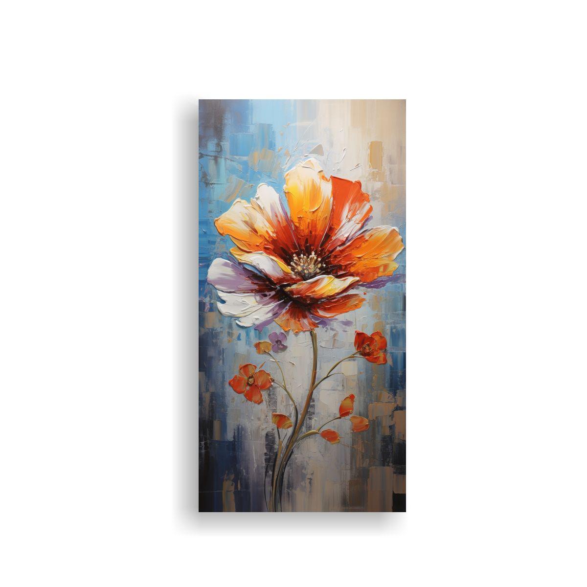 Pintura Floral Moderna En Lienzo Con Colores 30x60cm-0