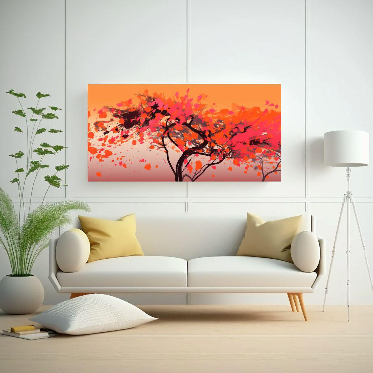 Cuadro Abstracto Árbol De Acacia En Tonos 140x70cm-2
