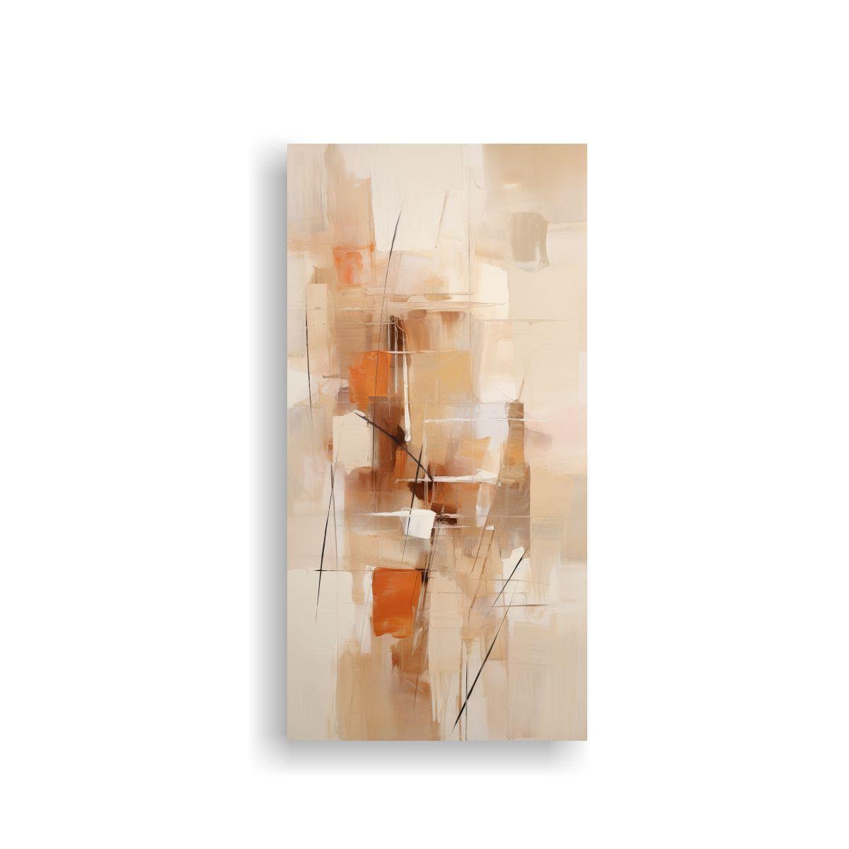 Pintura Abstracta Beige Inspiradora Y única 70x140cm-0