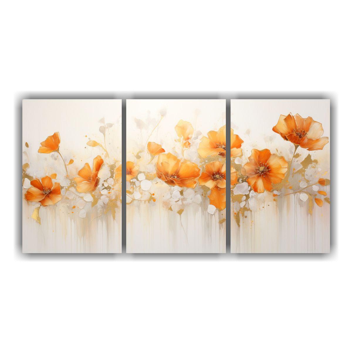 Tres Lienzos De Tela Composición Expresiva 180x90 Cm-0