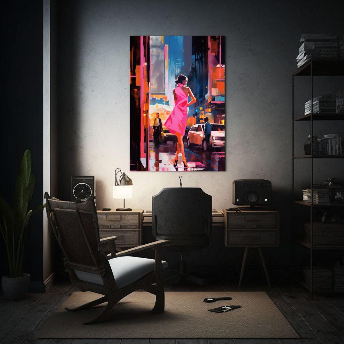 Pintura De Mujer En Times Square Para Decoración 40x50 Cm-2