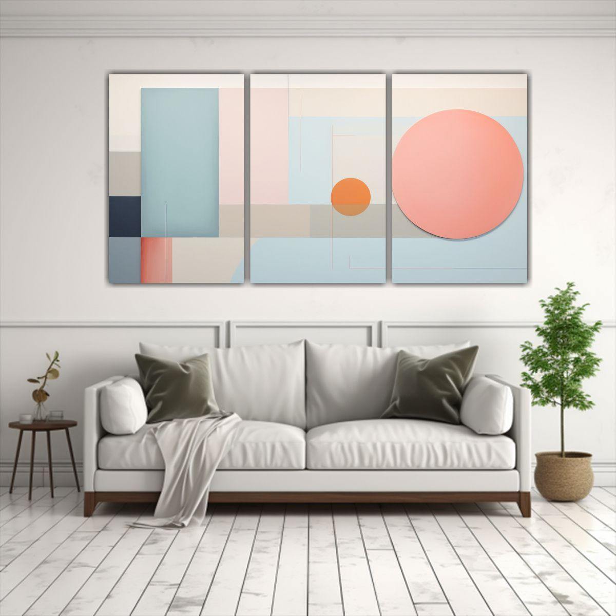 Cuadros Decorativos Abstractos En Tonos Pasteles 150x75 Cm-2