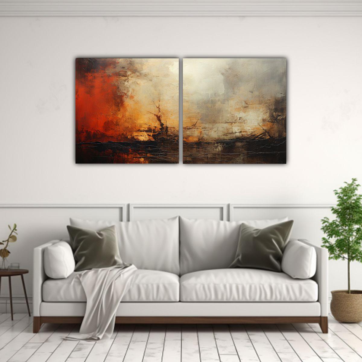 Conjunto De Telas En Bastidor Cuadro Abstracta 160x80 Cm-2