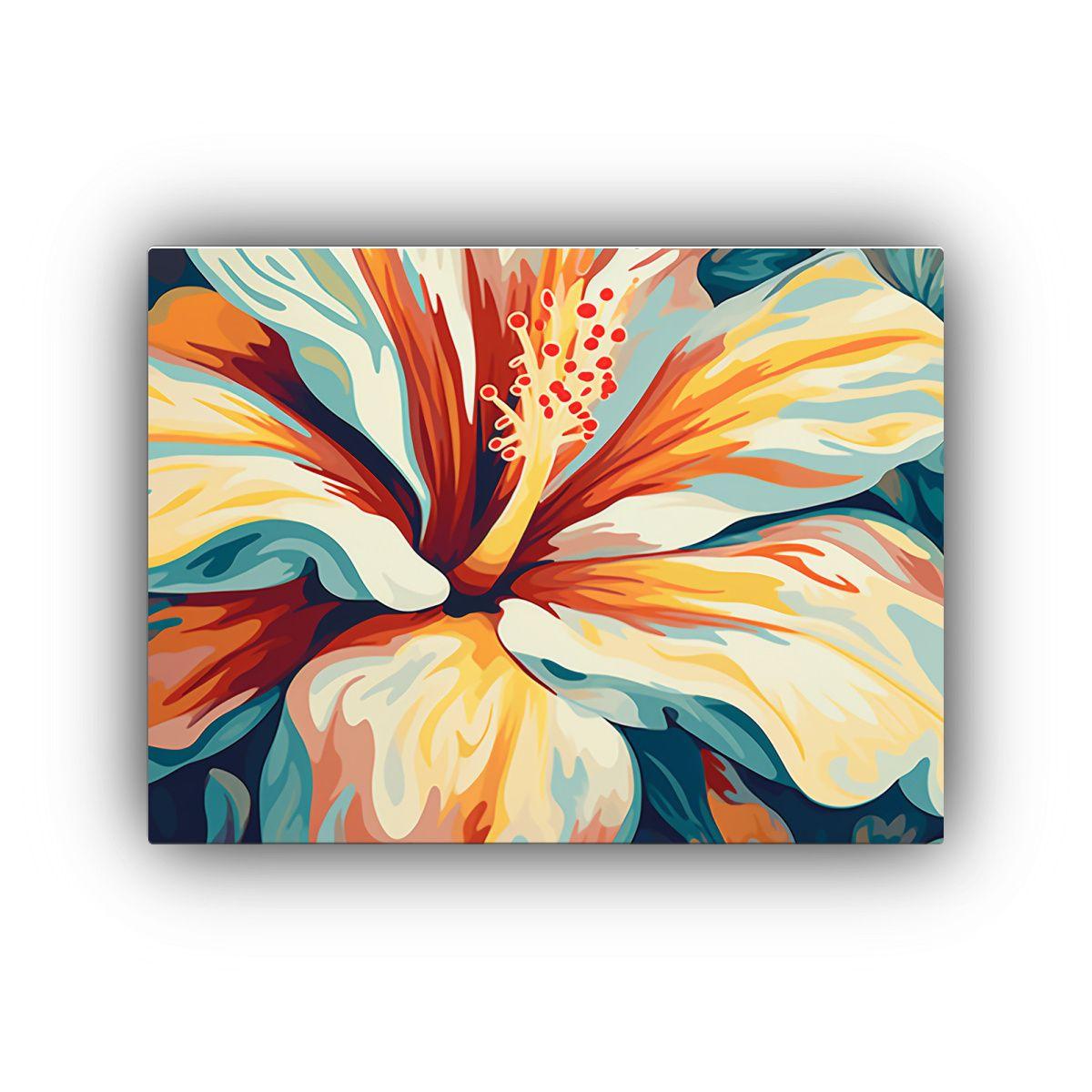 Pintura Decorativa Estilo Art Déco De Una Flor Tropical De  120x80cm-0