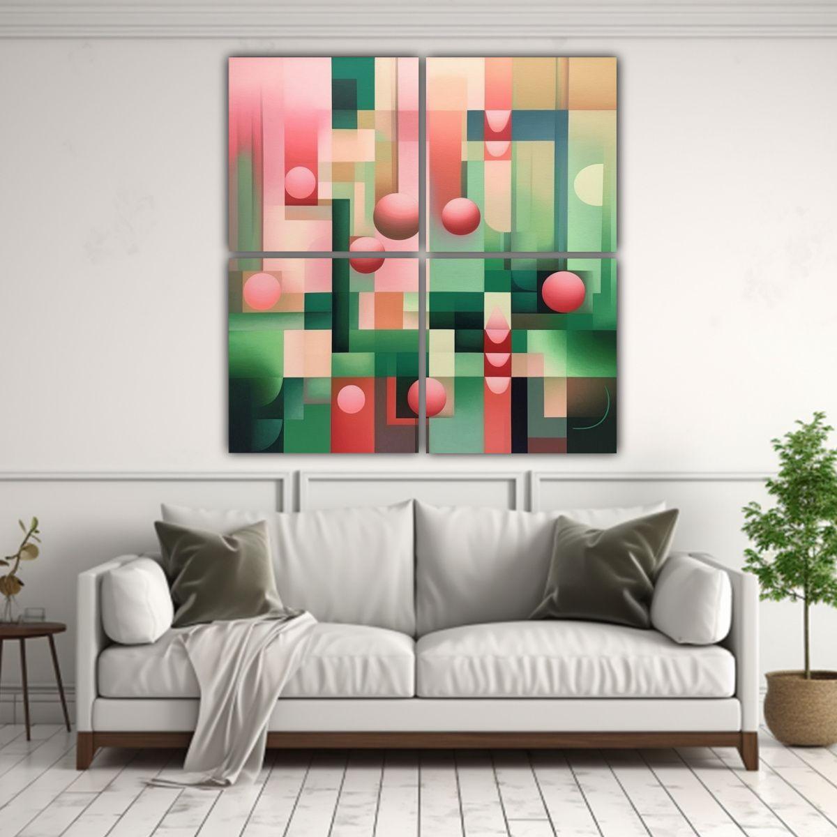 Cuadro Patron Intenso Refinado Arte Geométrico 80x80 Cm-2
