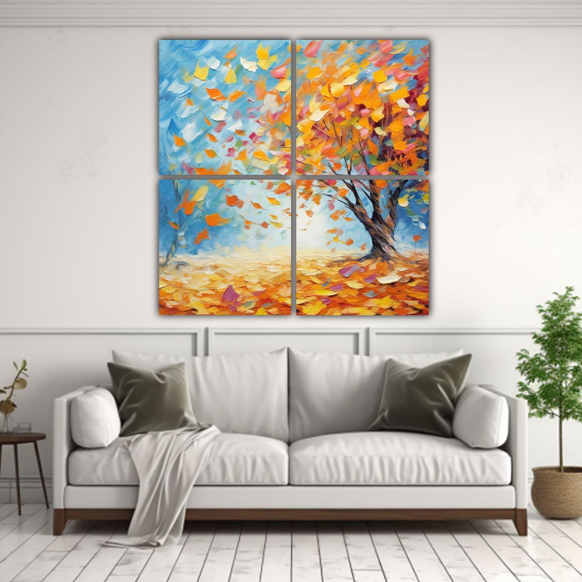 Cuatro Telas En Bastidor Vanguardia Artesanal 160x160 Cm-2