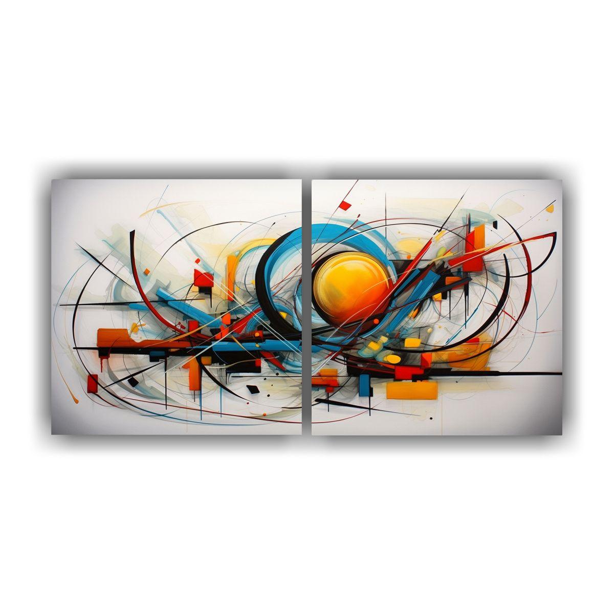Pintura Abstracta Espacial En Dos Lienzos 160x80 Cm-0