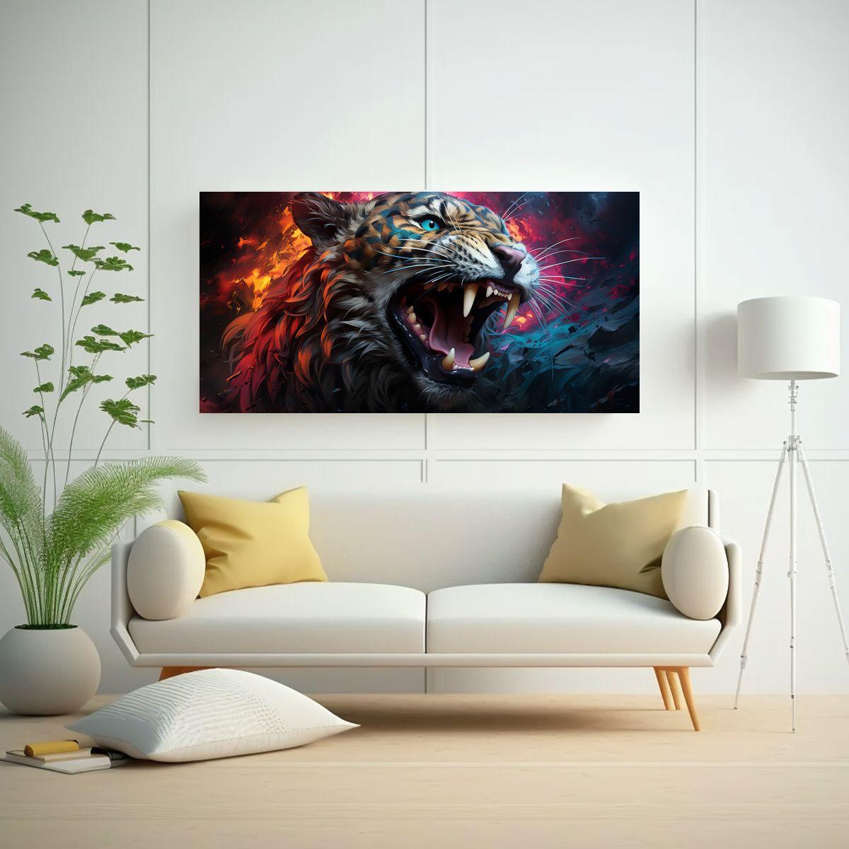Cuadro Equilibrio: Arte De Pared Gato Salvaje 100x50cm-2