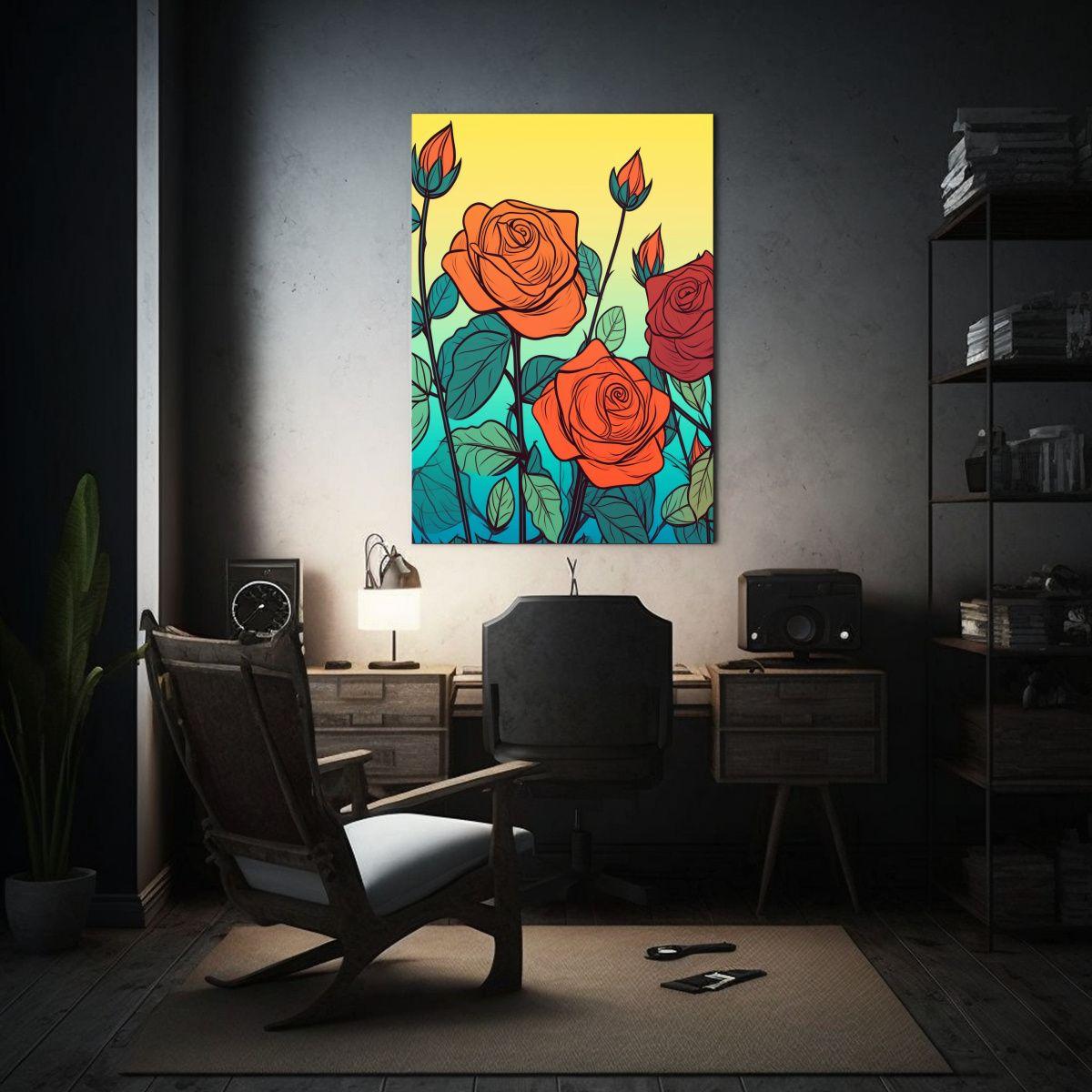Cuadro Decorativo Elegante Con Rosas Relajantes, 30x45cm-2