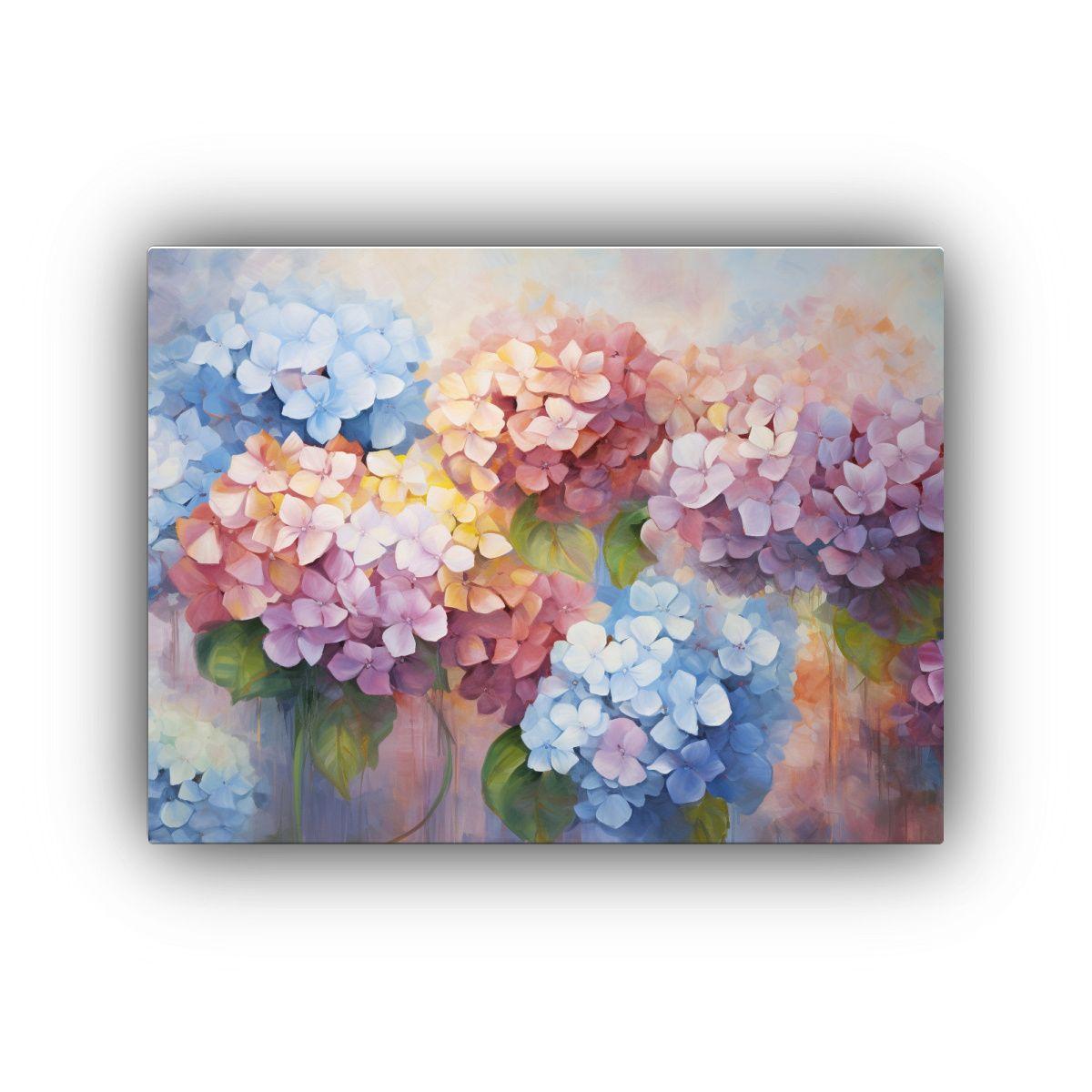 Pintura Abstracta De Hortensias En Tonos Cálidos Con Alta D 65x50cm-0