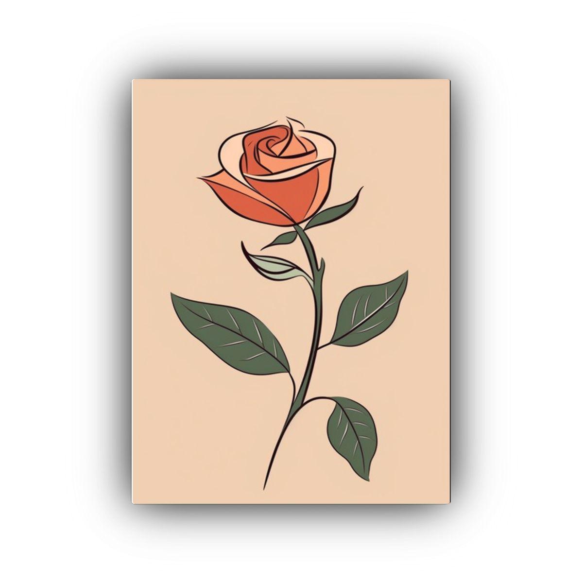 Cuadro Decorativo De Rosa Simple En Fondo Rosa 40x50cm-0
