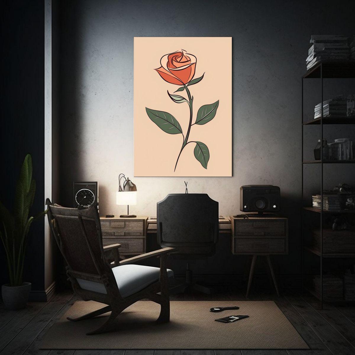 Cuadro Decorativo De Rosa Simple En Fondo Rosa 40x50cm-2