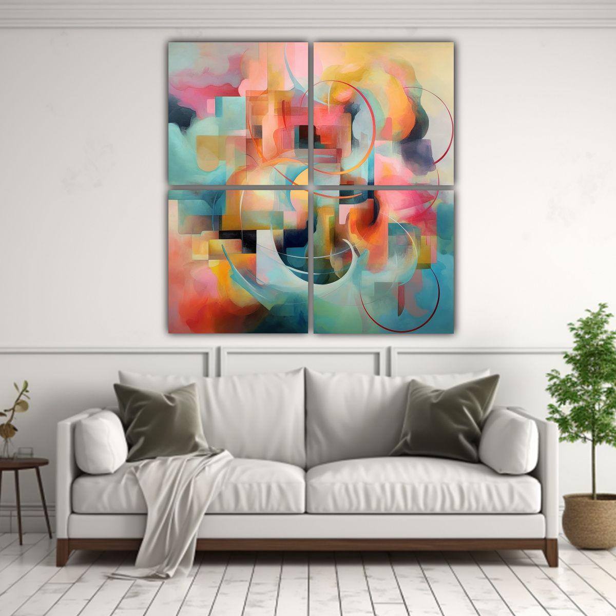 Cuatro Telas En Bastidor Decorativo Juveniles 100x100 Cm-2