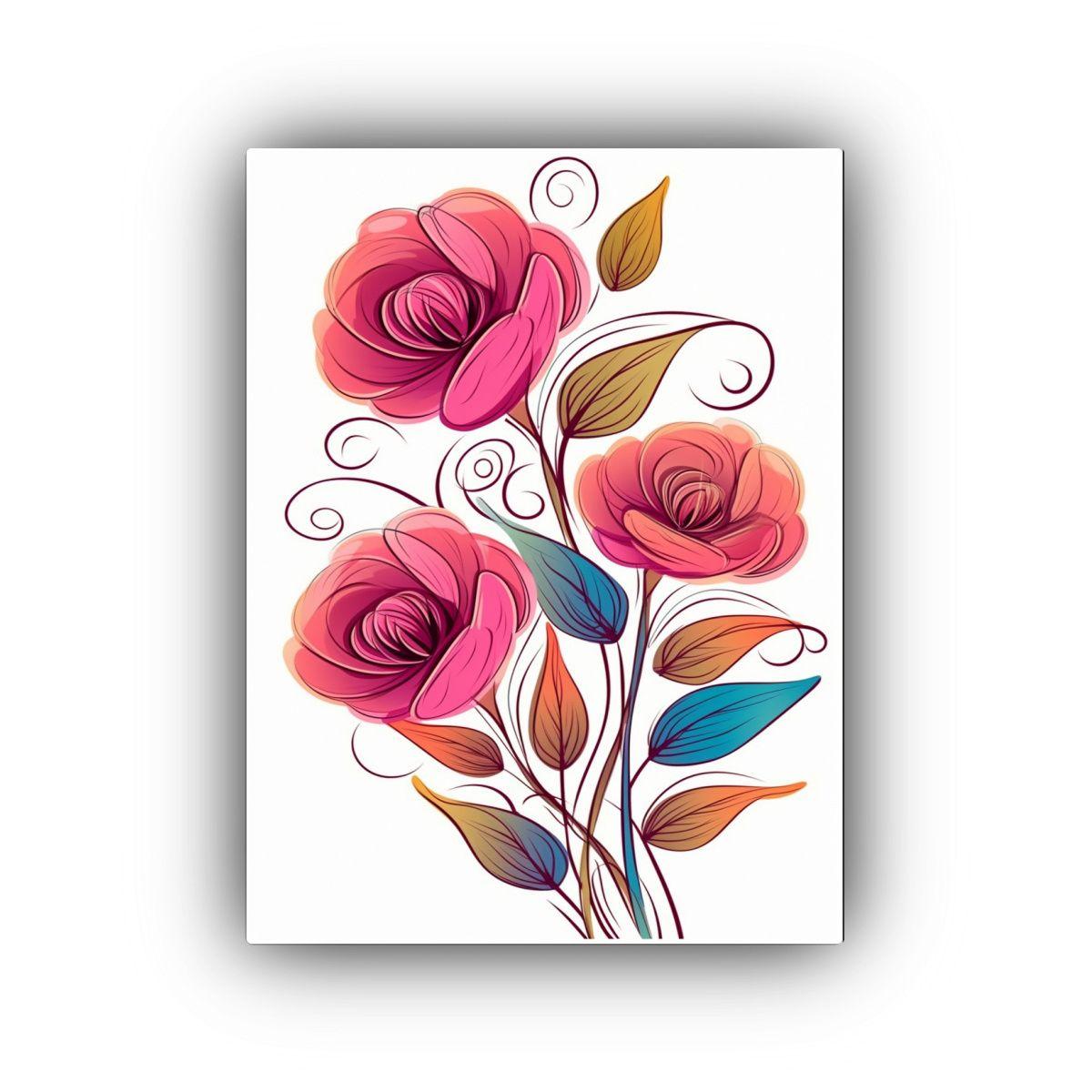 Pintura De Decoración En Lienzo Con Flores 80x120cm-0