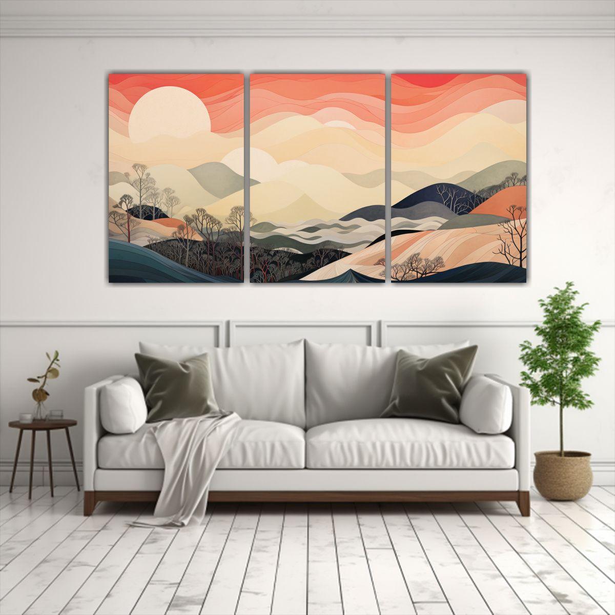 Tres Lienzos De Tela Expresion Artesanal 90x45 Cm-2