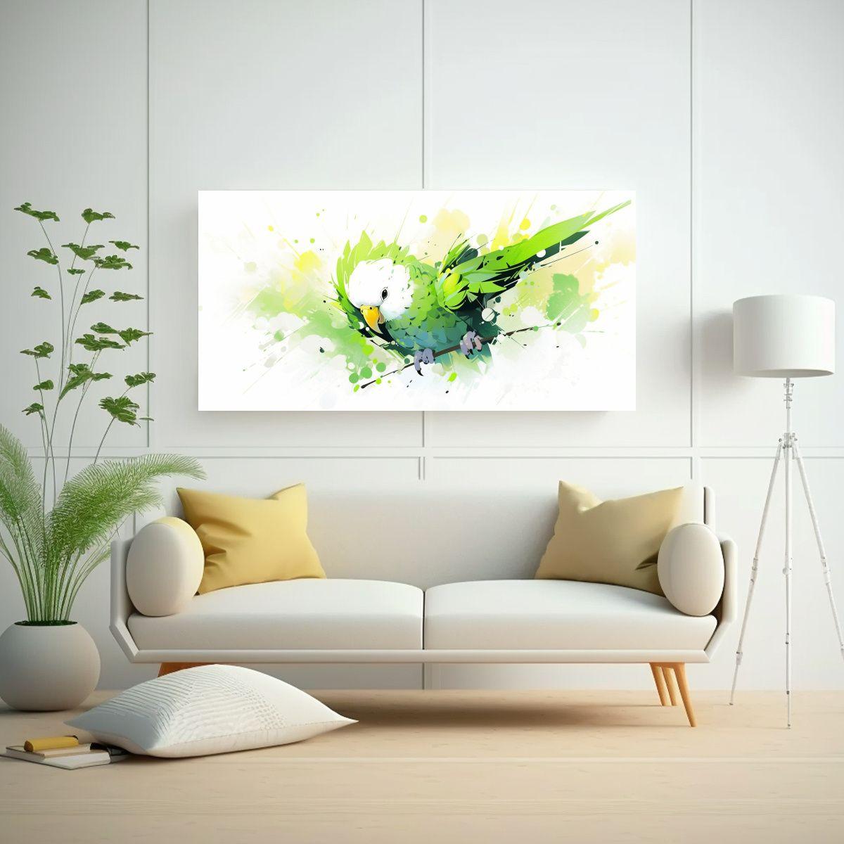 Cuadro Espectacular Loro A En Verde Y Blanco Neo 100x50cm-2