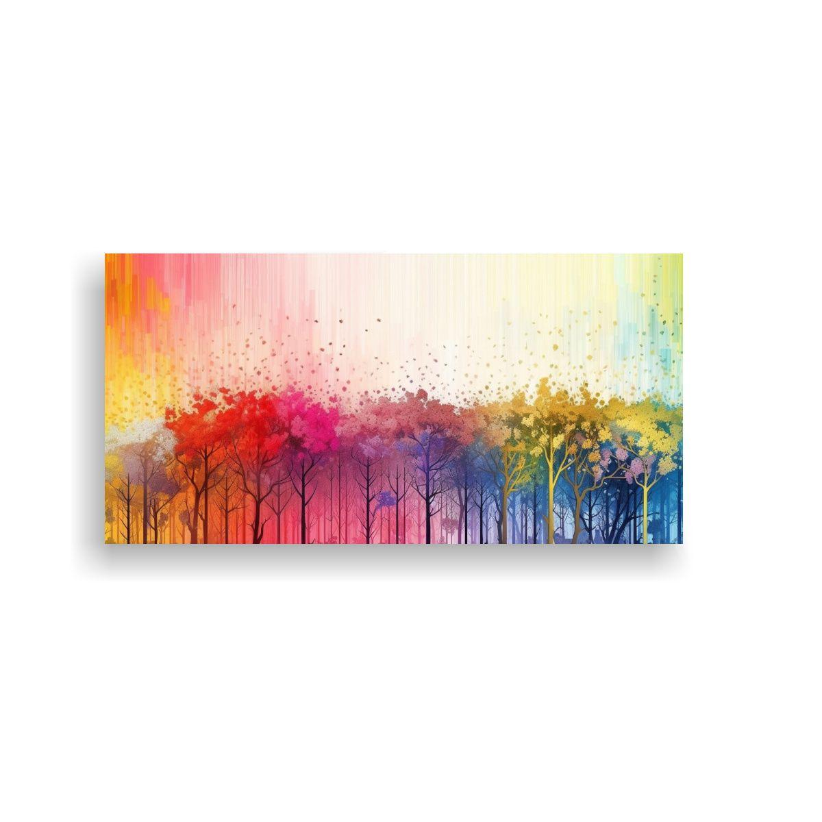 Pinturas Decorativas De Bosque Arcoíris 80x40cm-0