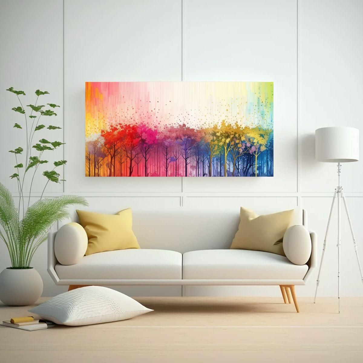 Pinturas Decorativas De Bosque Arcoíris 80x40cm-2