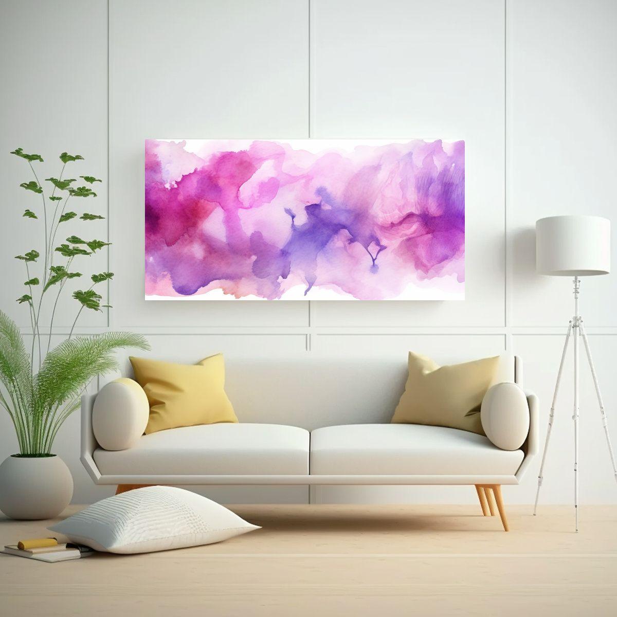 Pintura Abstracta Intensa En Tonos Morado Y Rosa 60x30cm-2