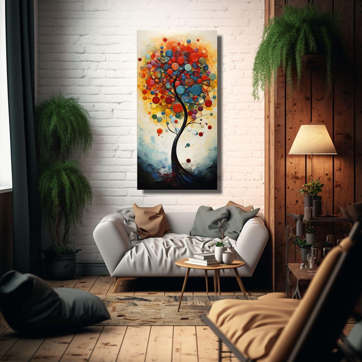 Pintura Abstracta De árbol Cuadro De Poder En 30x60cm-2