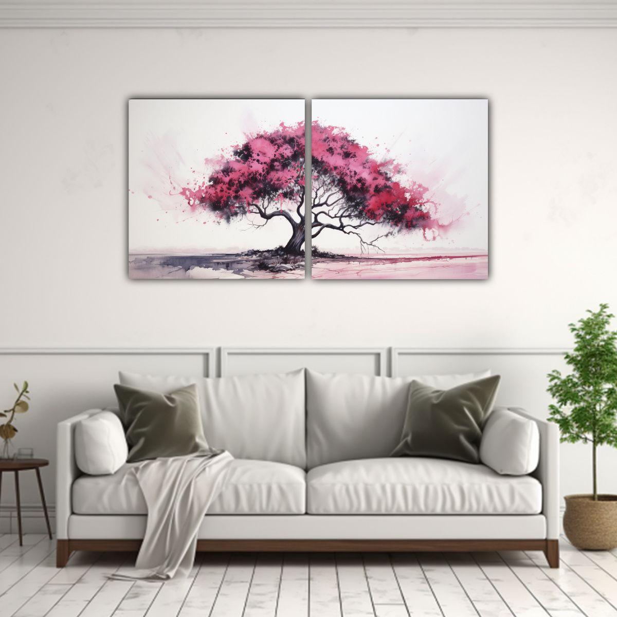 Dos Cuadros Inspiradores En Negro Y Rosa Pintura 100x50 Cm-2