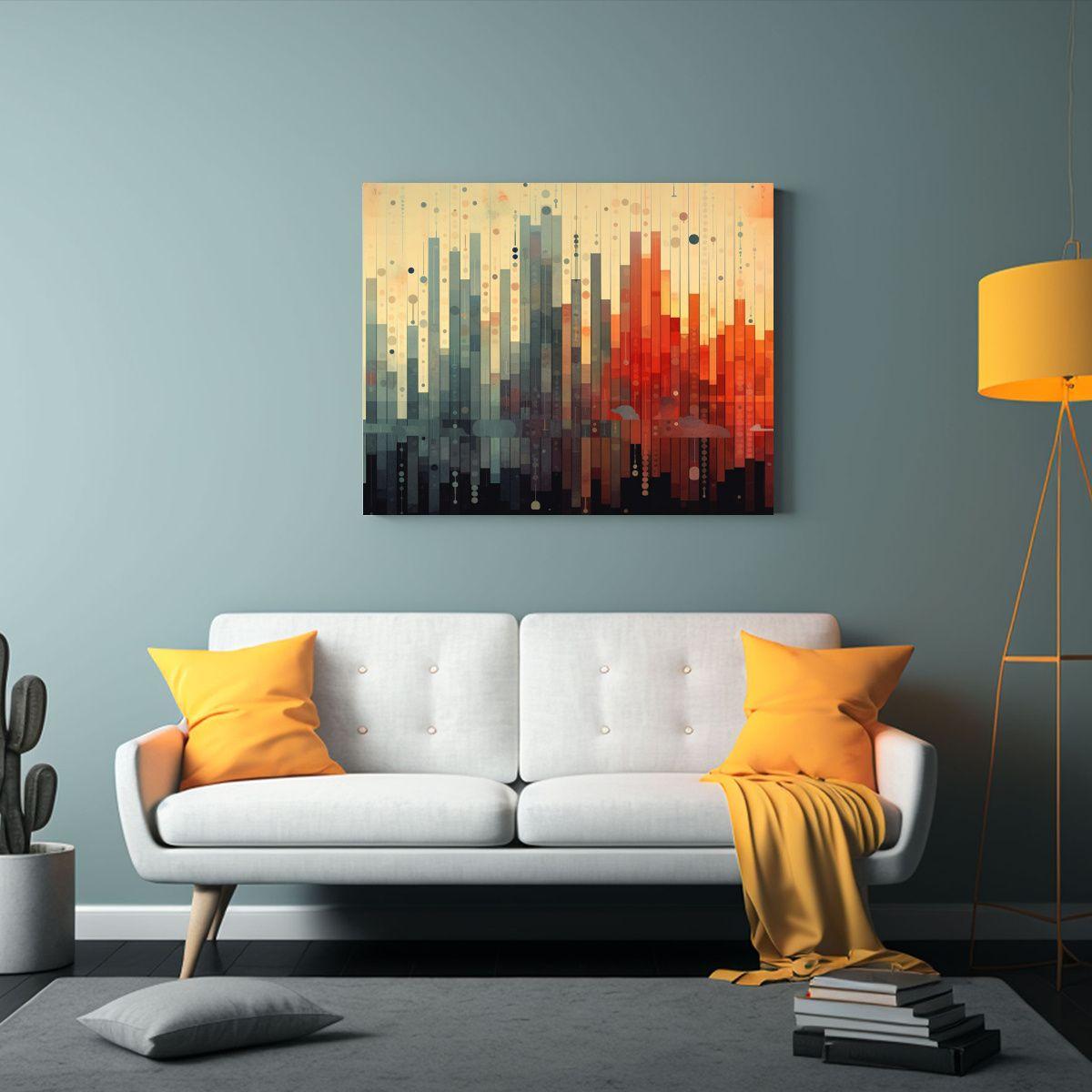 Cuadros De Tela Con Patrones Intensos De Gráficos Y Número 65x50cm-2