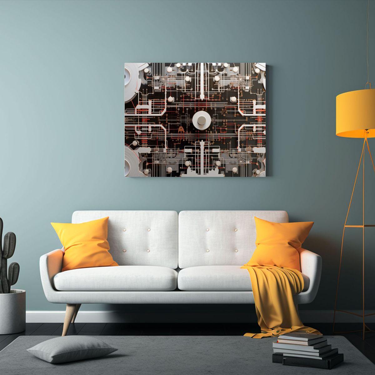 Pintura En Bastidor Intrincada Cuadro Abstracta De Cables 120x80cm-2